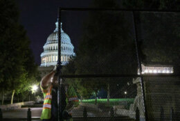 WASHINGTON, DC - SEPTEMBER 15: Workers install security fencings around the U.S. Capitol in preparations for this weekend's Justice for J6 Rally on September 15, 2021 in Washington, DC. Security in the Nation's Capital has been increased in preparation for the Justice for J6 Rally, a rally for support for those who rioted at the U.S. Capitol on January 6 to protest the 2020 presidential election outcome. (Photo by Kevin Dietsch/Getty Images)