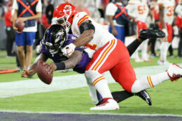 <p><em><strong>Chiefs 35</strong></em><br />
<em><strong>Ravens 36</strong></em></p>
<p>I know it&#8217;s only Week 2 … but like Washington, Baltimore saved its season by winning a prime-time thriller against a team that previously had its number.</p>
<p>Lamar Jackson&#8217;s <a href="https://profootballtalk.nbcsports.com/2021/09/20/lamar-jackson-records-11th-career-double-triple-with-239-pass-yards-107-rush-yards/" target="_blank" rel="noopener">double triple</a> (his fifth career game with over 100 rushing yards and 200 passing yards) earned him his first win at Kansas City&#8217;s expense in four tries, and the Ravens defense forced two late Chiefs turnovers, including Patrick Mahomes&#8217; first career interception in Sept. (made by Prince George&#8217;s County native Tavon Young) in what is also his first career loss in this month. Even with a league-leading 15 players in injured reserve, there&#8217;s hope in Charm City.</p>
