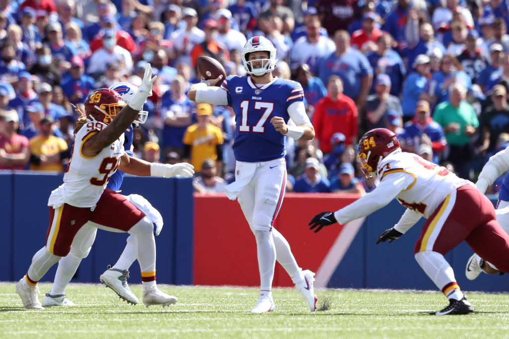 <p><b><i>Washington 21</i></b><br />
<b><i>Bills 43</i></b></p>
<p>In the meeting of disappointing entities, Josh Allen torched the Washington defense <a href="https://twitter.com/ESPNStatsInfo/status/1442206453226369031?s=20">in historic fashion</a> and the Burgundy and Gold&#8217;s measuring stick game showed us this Football Team is nowhere ready to take the next step &#8212; and <a href="https://wtop.com/washington-football/2021/09/bud-light-jumps-into-taylor-heinicke-partnership-after-heineken-balked/">Heineken apparently knew it all along</a>.</p>
