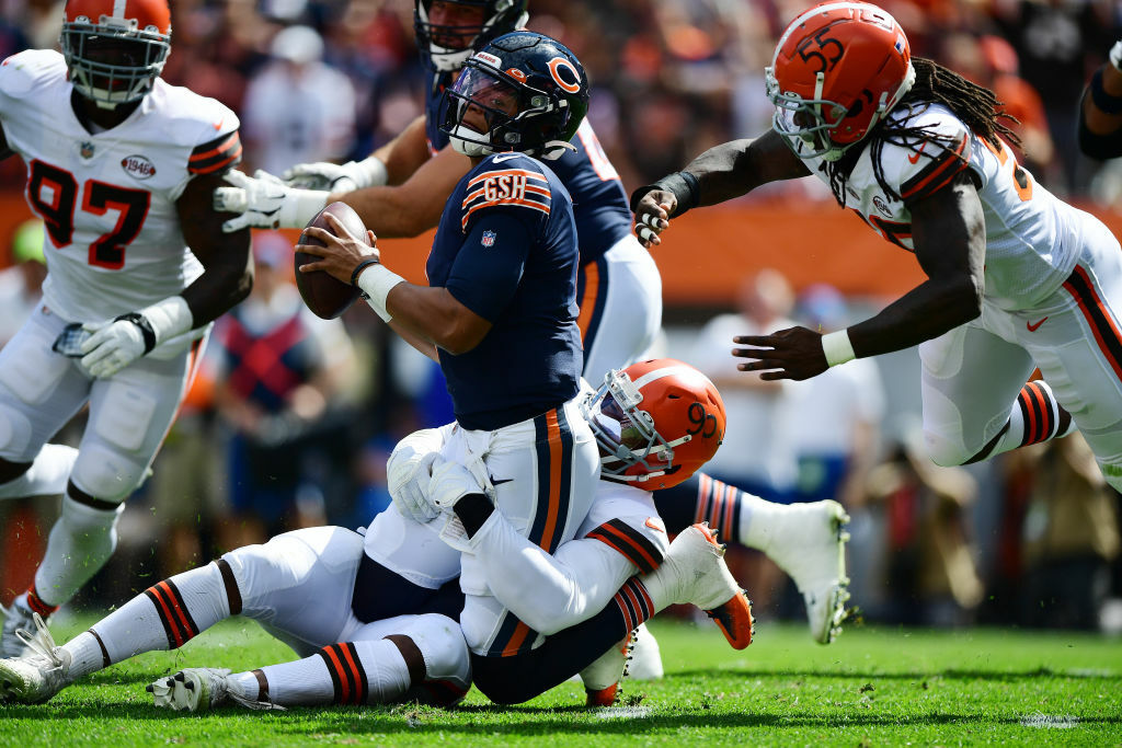 <p><em><strong>Bears 6</strong></em><br />
<em><strong>Browns 26</strong></em></p>
<p>Cleveland gave up one net passing yard. ONE.</p>
<p>Justin Fields took more sacks (9) than he completed passes (6) and lost about as many passing yards as he gained. Either the Browns defense is the second coming of the &#8217;85 Bears or Chicago needs to fire Ryan Pace and Matt Nagy yesterday and start over.</p>
