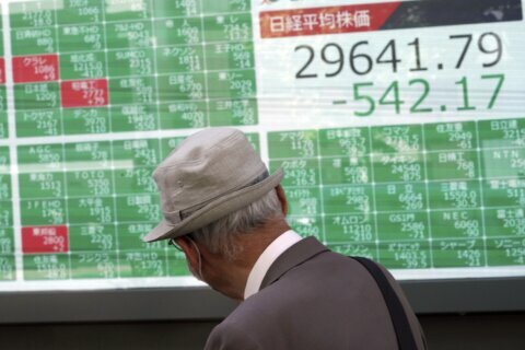 Asian shares mostly gain after mixed session on Wall Street
