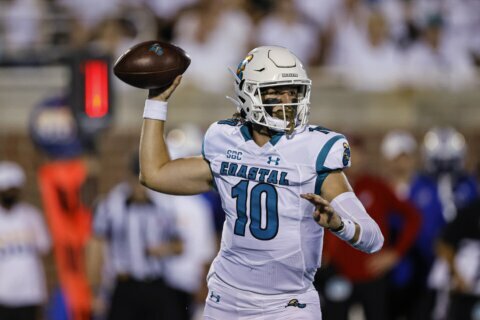 No. 17 Coastal Carolina wins third staight over Kansas 49-22