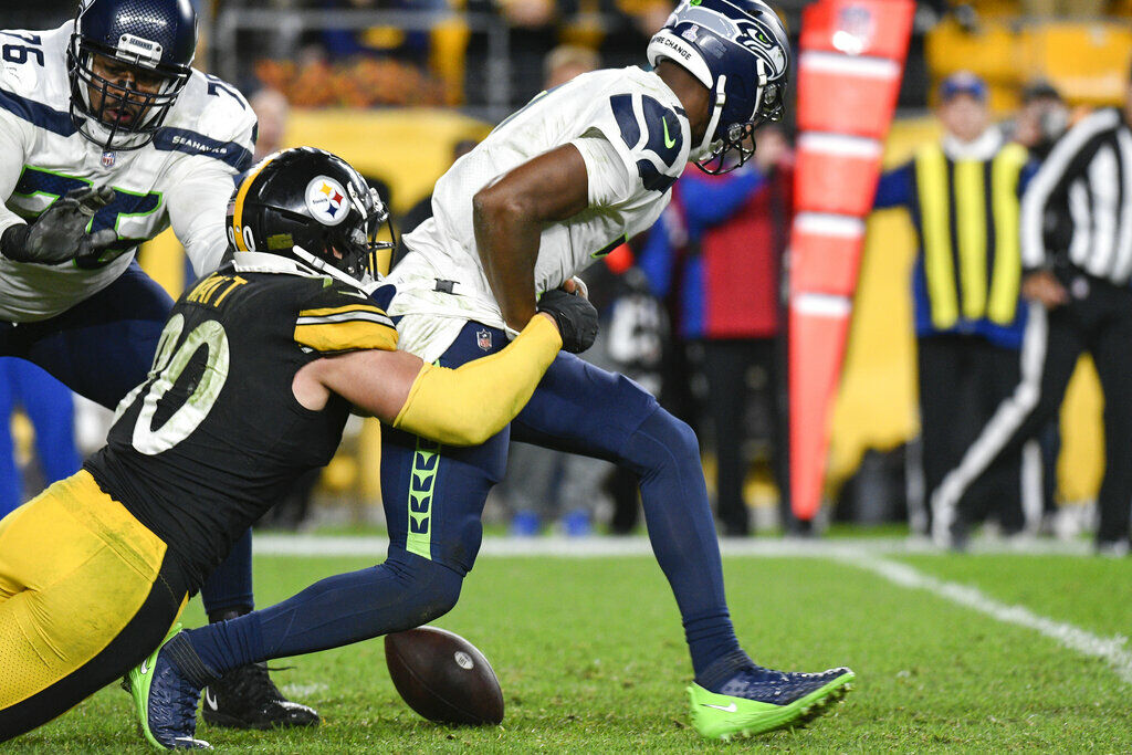 <p><em><strong>Seahawks 20</strong></em><br />
<em><strong>Steelers 23 (OT)</strong></em></p>
<p>Two sacks and the game-winning forced fumble in overtime? T.J. Watt is here to remind you he should have been Defensive Player of the Year in 2020 &#8212; by winning it right damn now.</p>
