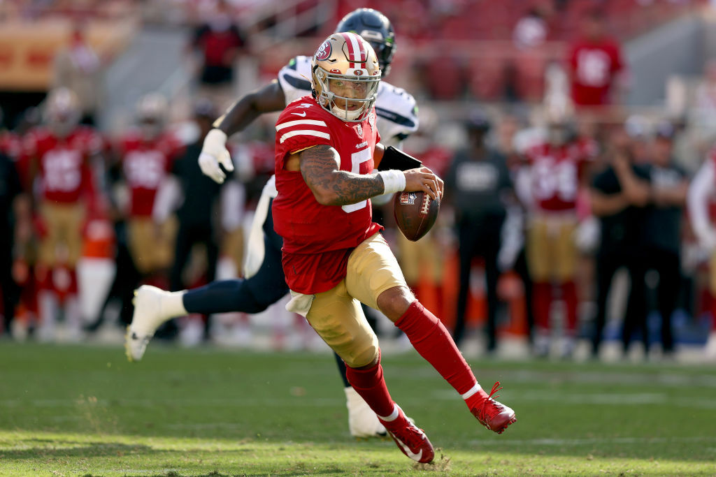 <p><em><strong>Seahawks 28</strong></em><br />
<em><strong>49ers 21</strong></em></p>
<p>Well, San Francisco — you wanted Trey Lance. Now you&#8217;ve got him. If the rookie balls out in Arizona to knock off the undefeated Cardinals, he may not see the bench again.</p>
