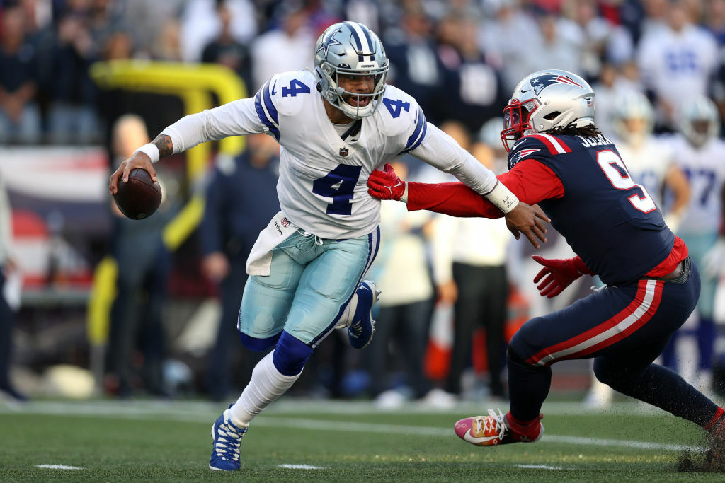 <p><em><strong>Cowboys 35</strong></em><br />
<em><strong>Patriots 29 (OT)</strong></em></p>
<p>If this was the battle to be America&#8217;s Team, call Dak Prescott Captain America &#8212; his 445 passing yards were the most ever against a Bill Belichick-coached team, leading Dallas to its first win in New England since 1987. If the Cowboys are settling all family business Godfather-style, Washington will be in trouble come December.</p>
