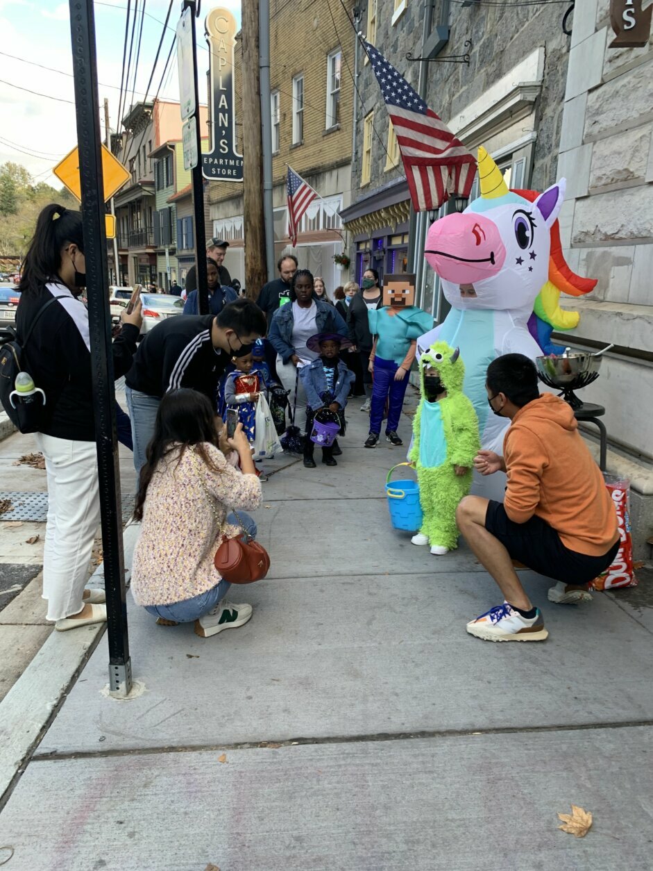 Children trick or treating along Main Street in Ellicott City on Halloween, 2021. (Courtesy Michelle Bonk)