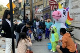 Children trick or treating along Main Street in Ellicott City on Halloween, 2021. (Courtesy Michelle Bonk)