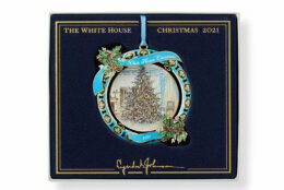 A Christmas card featuring the 2021 White House Christmas ornament.