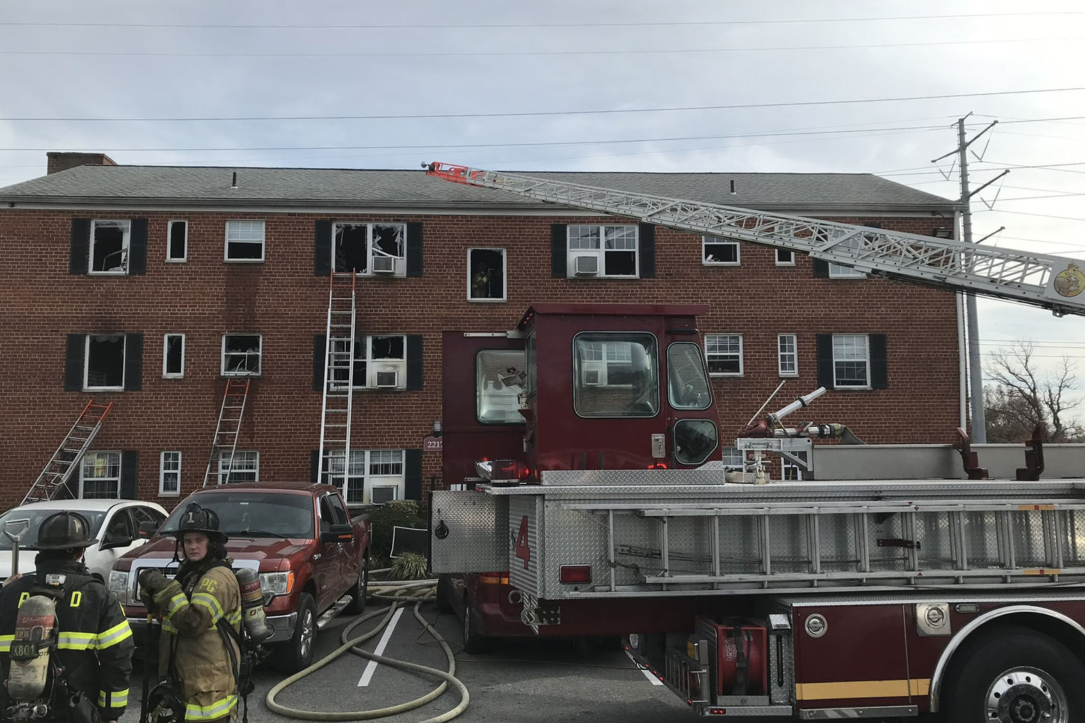 

<p>At least 45 people were displaced by a fire in an apartment building in Langley Park on Thanksgiving Day.  (Courtesy of Prince George’s County Fire Department)</p>
<p>“/><figcaption>
<p>                              At least 45 people were displaced by a fire in an apartment building in Langley Park on Thanksgiving Day.  (Courtesy Prince George’s County Fire Department)<br />
                            </figcaption>
<p>                                Courtesy of Prince George’s County                            </p>
</figure>
<figure>
<p>                                                    <img src=