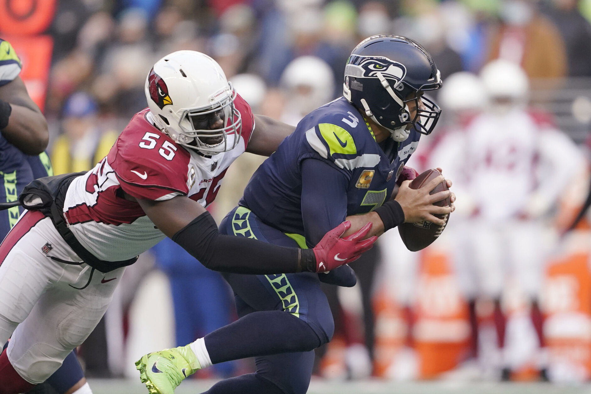 <p><em><strong>Cardinals 23</strong></em><br />
<em><strong>Seahawks 13</strong></em></p>
<p><a href="https://profootballtalk.nbcsports.com/2021/11/19/russell-wilson-on-3-6-seahawks-the-urgency-is-high/" target="_blank" rel="noopener">Despite the high urgency</a>, Russell Wilson was outdueled by Colt McCoy(!!!) and kept out of the end zone for the second consecutive game. With 3-7 Seattle off to its worst 10-game start of the Pete Carroll era, a Monday night loss in Washington &#8212; where the Burgundy and Gold are notoriously inept &#8212; could spell the beginning of the end of that coach-QB combo.</p>
<p>Meanwhile, Arizona might just be for real after all. No Kyler Murray, no D-Hop and still beat a division rival on the road to improve to 6-0 on the road &#8212; all by double digits? I&#8217;m taking the Cards seriously from here on out.</p>
