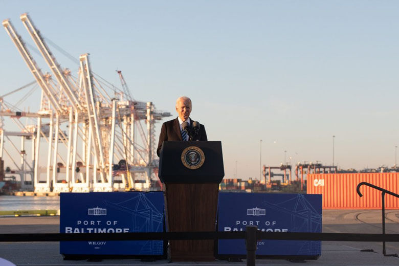 Joe Biden speaks at Port of Baltimore