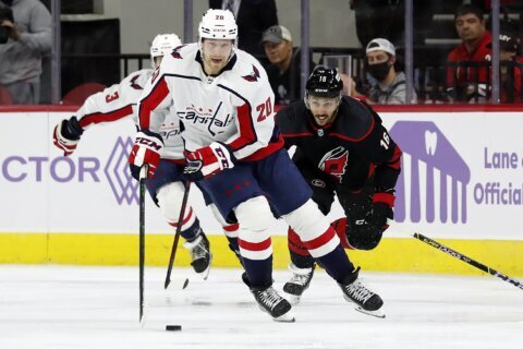 Orlov scores late, Caps beat Hurricanes for 9th win in 11