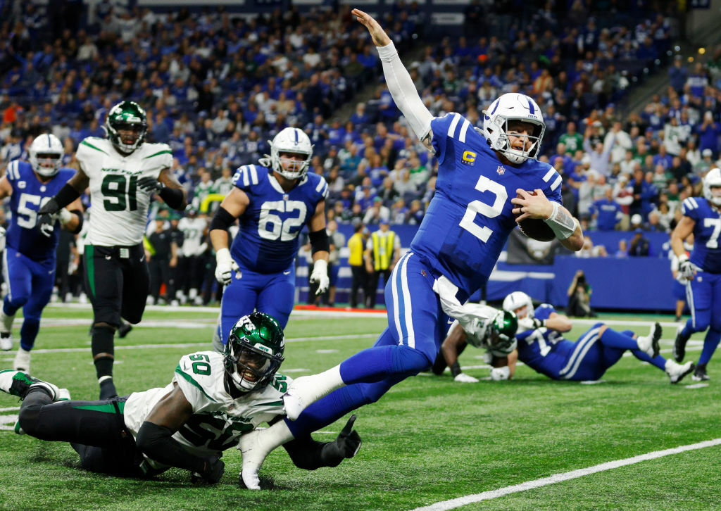 <p><em><strong>Jets 30</strong></em><br />
<em><strong>Colts 45</strong></em></p>
<p>Carson Wentz rebounded from <a href="https://twitter.com/NFL/status/1454902448745639939" target="_blank" rel="noopener">the most boneheaded play of 2021</a> to have a lights out game in prime-time. Don&#8217;t look now, but Indy is inching closer to .500 and still a factor in the race for the AFC South.</p>
