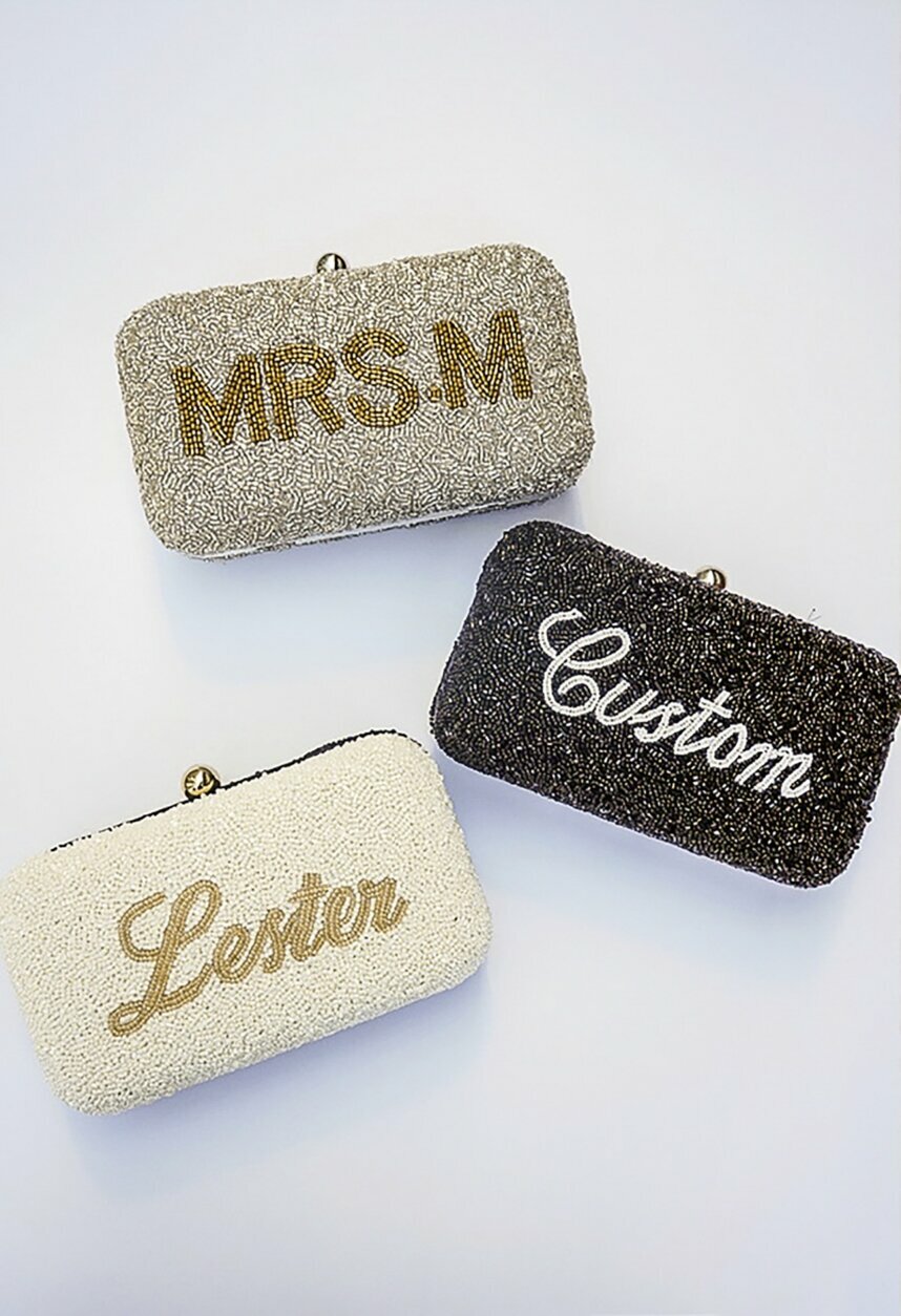 Personalized Mrs Beaded Clutch Purse