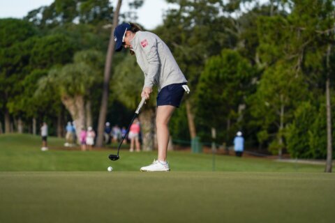 Leona Maguire thrives in star pairing for 62 to lead LPGA