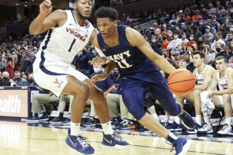 Carter Jr. scores 14 to lift Navy past American 47-45