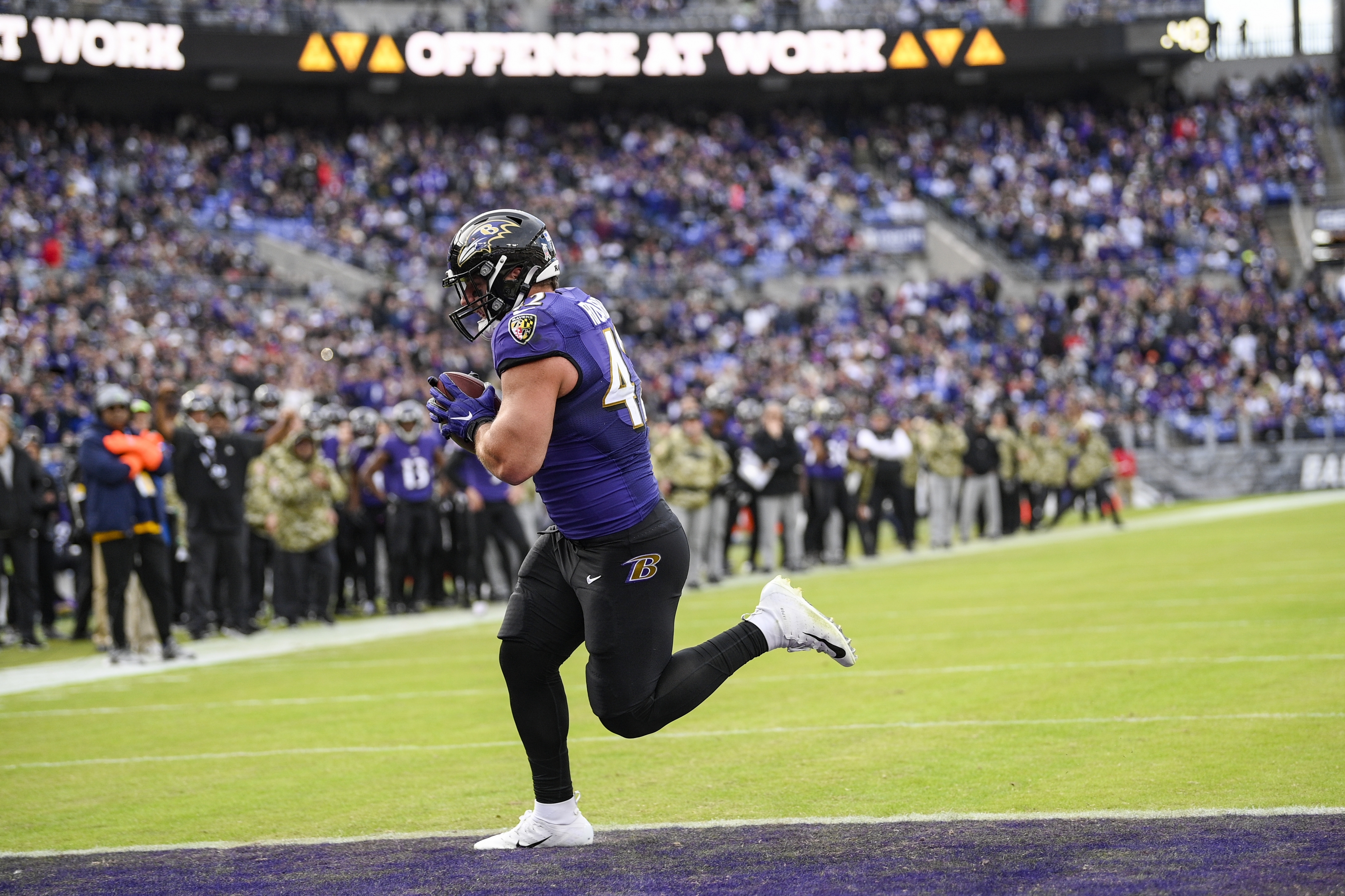 Fullback (42) Patrick Ricard of the Baltimore Ravens against the Arizona  Cardinals in an NFL preseason football game, Sunday, Aug. 21, 2022, in  Glendale, Ariz. Ravens won 24-17. (AP Photo/Jeff Lewis Stock Photo - Alamy