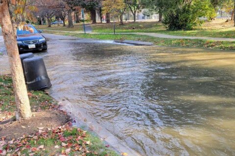 Water main break floods Chevy Chase street