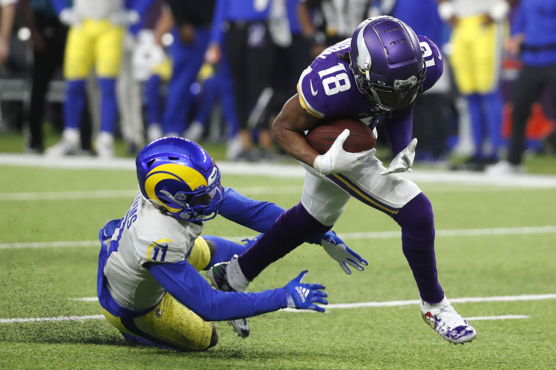 <p><em><strong>Rams 30</strong></em><br />
<em><strong>Vikings 23</strong></em></p>
<p>Forget the playoff implications here &#8230; watching Justin Jefferson <a href="https://www.espn.com/nfl/story/_/id/32941461/minnesota-vikings-justin-jefferson-breaks-record-receiving-yards-wr-first-two-nfl-seasons" target="_blank" rel="noopener">break Odell Beckham Jr.&#8217;s record right in front of him</a> and then <a href="https://www.skornorth.com/zulgad-flat-out-inexcusable-justin-jeffersons-assessment-serves-as-indictment-of-vikings/" target="_blank" rel="noopener">sound off on what&#8217;s wrong with Minnesota</a> is peak 2021 on its way out.</p>
