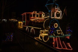 Train decorated in Christmas lights at ZooLights in Portland, Oregon 2006.