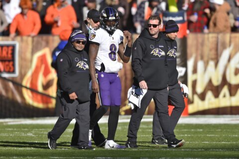 Lamar Jackson misses practice with injured ankle