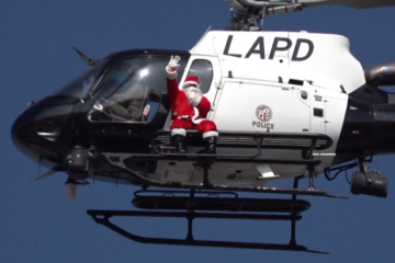 WATCH: Santa arrives in Los Angeles by police helicopter