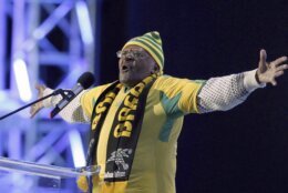 <p>In this 2010 file photo, Desmond Tutu gestures during the opening concert for the World Cup at Orlando stadium in Soweto, South Africa.</p>

