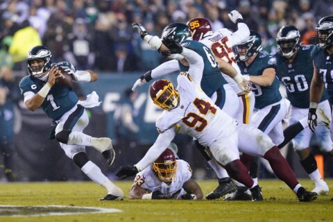 COVID-decimated Washington runs out of gas in loss to Eagles