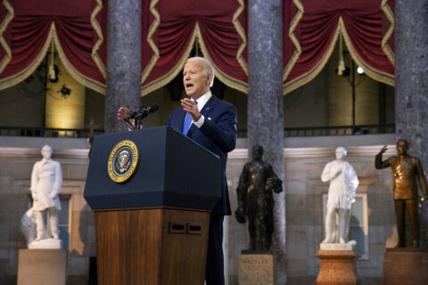 Biden warns of US peril from Trump’s ‘dagger’ at democracy