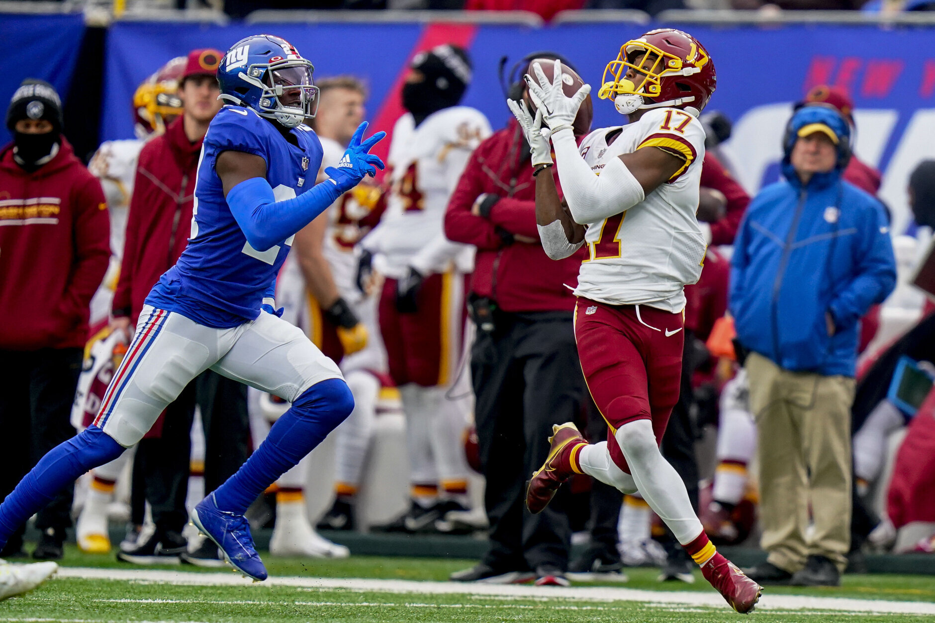 <p><em><strong>Washington 22</strong></em><br />
<em><strong>Giants 7</strong></em></p>
<p>Not that Terry McLaurin had to officially become the first Washington receiver with back-to-back 1,000-yard seasons since Henry Ellard (1994-96) for us to know this, but No. 17 is the Burgundy and Gold&#8217;s most important, most productive and most likable player on its roster. The only thing as important as securing a franchise quarterback is ensuring McLaurin remains here long enough to reap the benefits of that acquisition. Washington will almost certainly screw up the new name (<a href="https://ftw.usatoday.com/2022/01/washington-football-team-new-team-name-admirals" target="_blank" rel="noopener">maybe even before its announcement</a>) but it can&#8217;t afford to screw up a no-brainer signing.</p>
<p>And it&#8217;s good to see Ron Rivera get the last laugh over Joe Judge, the first Giants coach to lose 13 games in a season, including the franchise&#8217;s first streak of six straight double digit losses to end the year, thanks to <a href="https://wtop.com/nfl/2022/01/joe-judge-explains-giants-bizarre-qb-sneak-on-third-and-9-vs-washington/" target="_blank" rel="noopener">his stone cold idiocy</a>.</p>
<p>The Giants have an opportunity to lay the foundation for a turnaround with two top 10 picks in the upcoming draft — and if Judge and/or GM Dave Gettleman are around to put their fingerprints on those picks, it will be gross negligence on the part of this lost organization.</p>

