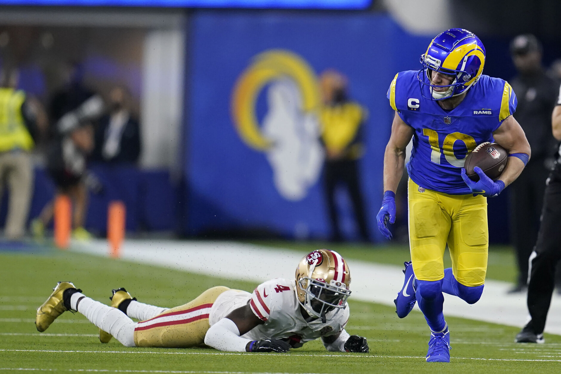 <p><em><strong>49ers 17</strong></em><br />
<em><strong>Rams 20</strong></em></p>
<p>Los Angeles beat some long odds to become the second-straight NFL team to play a Super Bowl in its home stadium.</p>
<p>The Rams had lost six straight to San Francisco. Fourteen of the previous 22 teams to lose the first two games to a division rival in the regular season went on to lose the playoff meeting as well. Sean McVay&#8217;s teams <a href="https://twitter.com/ESPNStatsInfo/status/1487965940767674370?s=20&amp;t=ZwGM27_DxHf3YQ-SXbiy6w">are all but finished</a> when trailing double digits in the second half. L.A.&#8217;s <a href="https://www.latimes.com/sports/rams/story/2022-01-25/rams-fans-49ers-sofi-stadium-nfc-championship-nfl-playoffs" target="_blank" rel="noopener">fears about the crowd</a> were realized, as they basically played a road game at home.</p>
<p>But the stars shone bright in Tinseltown, none brighter than Cooper Kupp (a.k.a., <a href="https://deadspin.com/cooper-kupp-is-the-nfl-s-most-valuable-player-he-just-1848410376" target="_blank" rel="noopener">The Real MVP</a>). And Jimmy G proved again why the &#8216;G&#8217; will soon stand for &#8216;gone.&#8217; Matthew Stafford will make the Rams a sentimental Super Bowl favorite — and they&#8217;d better win it now because it might just be their best shot at championship glory before Trey Lance makes the Niners a juggernaut.</p>
