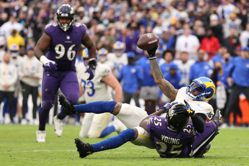 <p><em><strong>Rams 20</strong></em><br />
<em><strong>Ravens 19</strong></em></p>
<p>It wasn&#8217;t exactly <a href="https://profootballtalk.nbcsports.com/2021/12/30/aaron-donald-loss-to-ravens-in-2019-makes-this-week-a-little-payback-game/" target="_blank" rel="noopener">payback for 2019</a>, but L.A. got the win to boost their playoff chances while dealing a near-fatal blow to Baltimore&#8217;s postseason chances. Let&#8217;s see if the Rams have as much fight for the 49ers <a href="https://ftw.usatoday.com/lists/rams-ravens-jalen-ramsey-punches-his-own-teammate-in-a-defensive-huddle?fbclid=IwAR2srkfwymvA0P5gz48xoLa0B_Dxf5CQk7-pEBbj-zVDqhHqRhOkAzPEqrk" target="_blank" rel="noopener">as they do each other</a> — and whether <a href="https://profootballtalk.nbcsports.com/2022/01/02/cooper-kupp-needs-11-catches-135-receiving-yards-to-tie-two-single-season-records/" target="_blank" rel="noopener">Cooper Kupp can rewrite the receiving record books</a> in front of the home crowd.</p>
<p>But Baltimore has plenty of fight despite being ravaged by injury. Does anyone in the AFC want to see the Ravens in the wild card round, especially if Lamar Jackson&#8217;s ankle gets right? Methinks not.</p>
