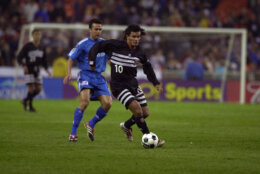 7 Apr 2001:  Marco Etcheverry #10 of the D.C. United dribbles down field against the Kansas City Wizards at the RFK Stadium in Washington D.C. .  The D.C.  United defeated  the Kansas City Wizards 3 - 2.  DIGITAL IMAGE.  Mandatory Credit: Doug Pensinger/ALLSPORT