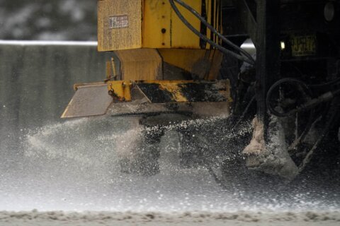 Road crews across the area lay down brine ahead of icy conditions