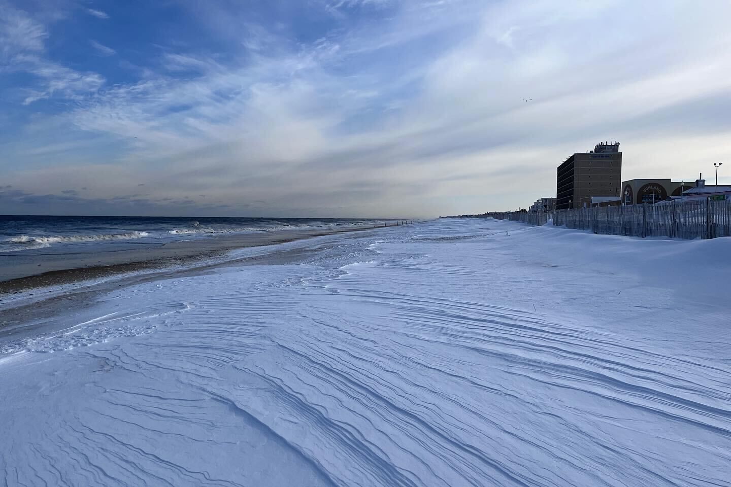 Rehoboth Beach snow covered 2022 blizzard