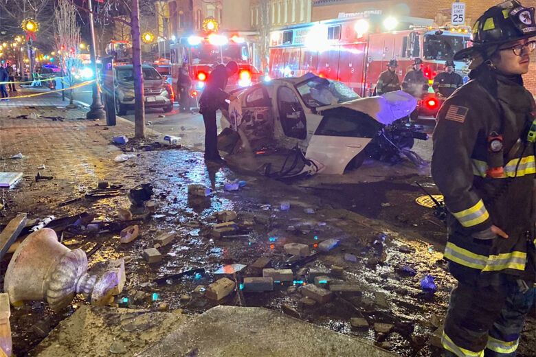 car after crash on Wisconsin Avenue