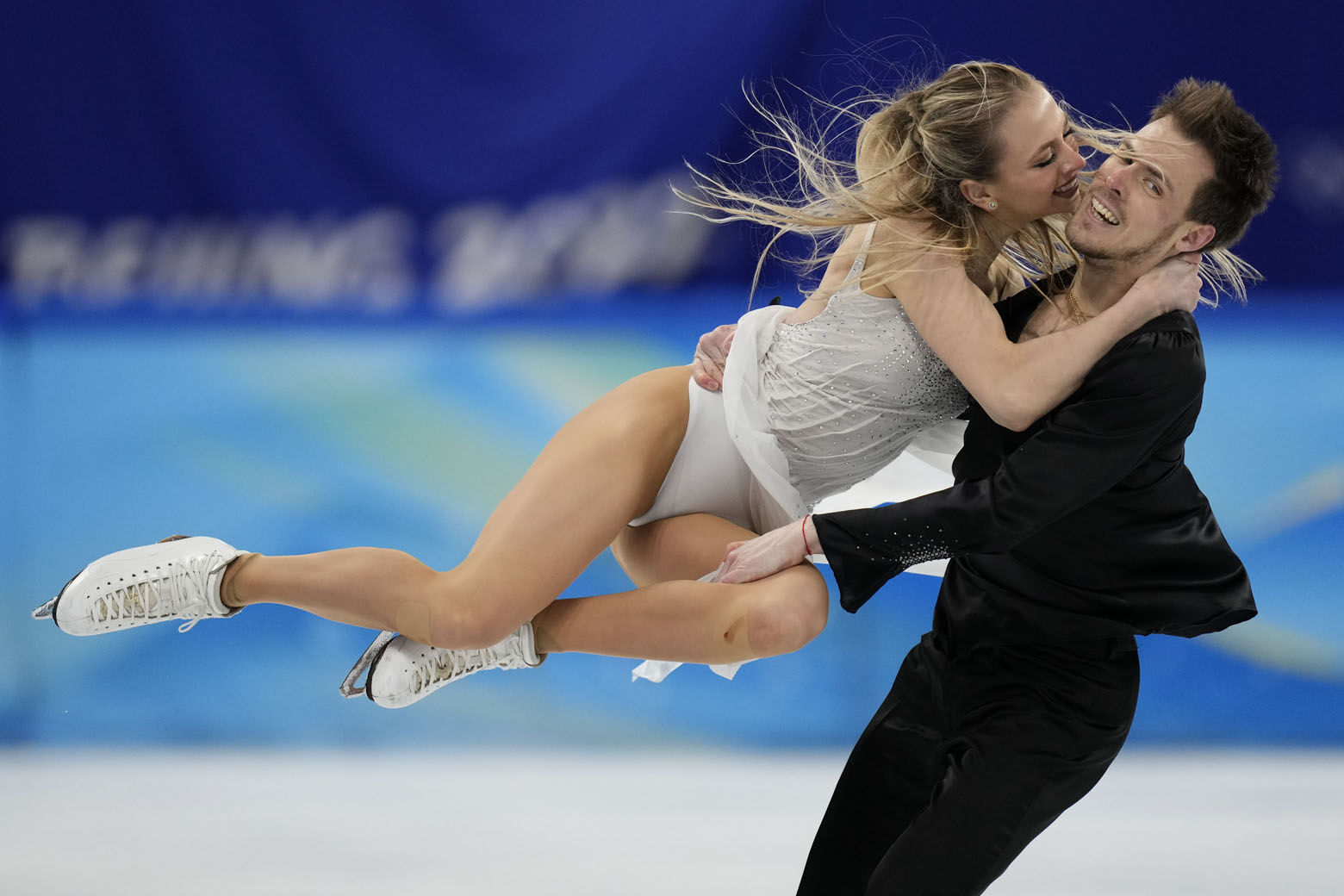 <p>Victoria Sinitsina and Nikita Katsalapov, of the Russian Olympic Committee, perform their routine in the ice dance competition during the figure skating at the 2022 Winter Olympics, Monday, Feb. 14, 2022, in Beijing.</p>

