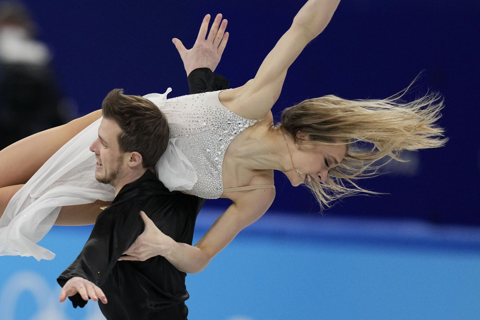<p>Victoria Sinitsina and Nikita Katsalapov, of the Russian Olympic Committee, perform their routine in the ice dance competition during the figure skating at the 2022 Winter Olympics, Monday, Feb. 14, 2022, in Beijing.</p>
