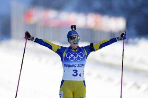 Sweden takes Olympic gold in 4-woman biathlon relay