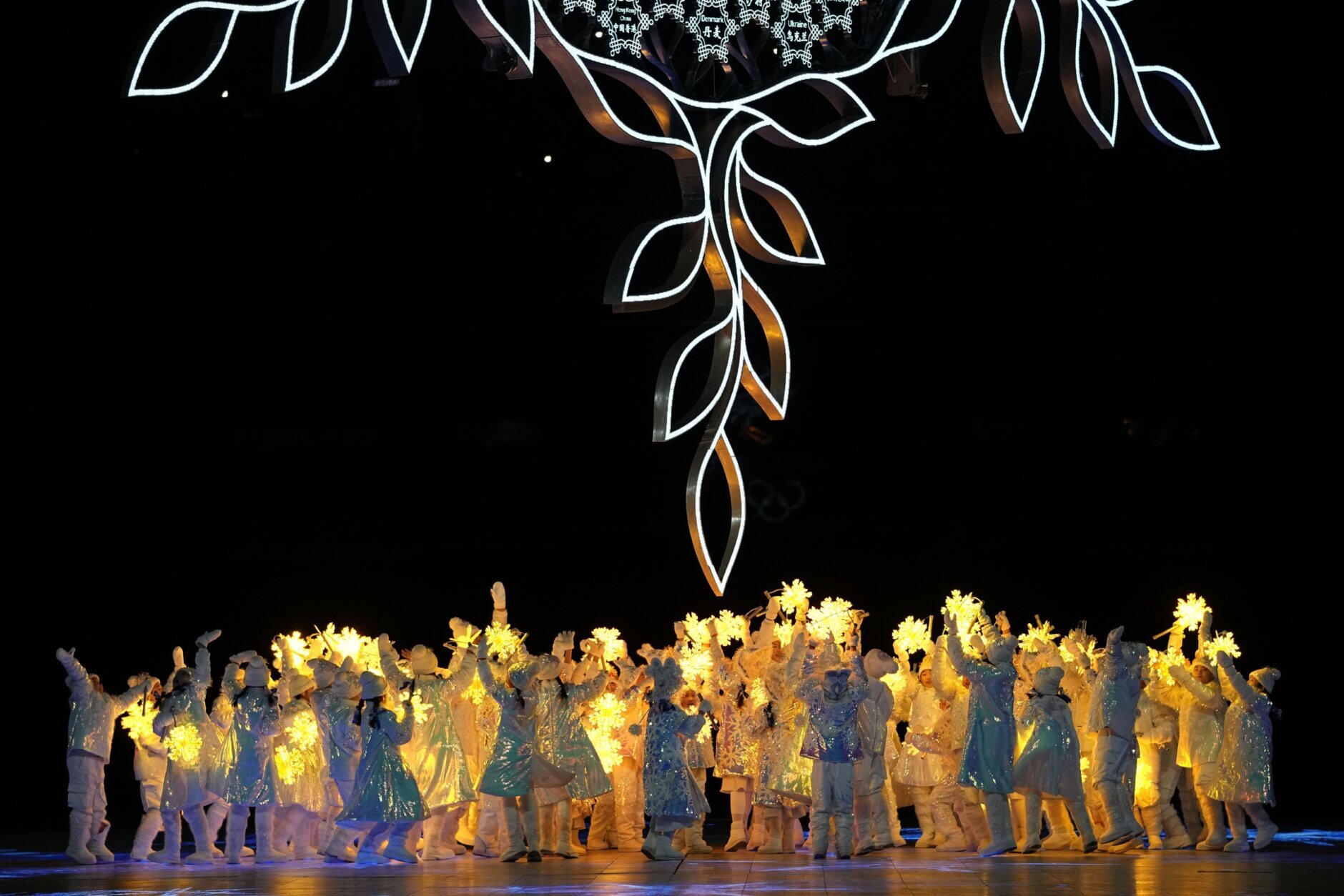 Dancers perform during the closing ceremony of the 2022 Winter Olympics, Sunday, Feb. 20, 2022, in Beijing. (AP Photo/Jae C. Hong)