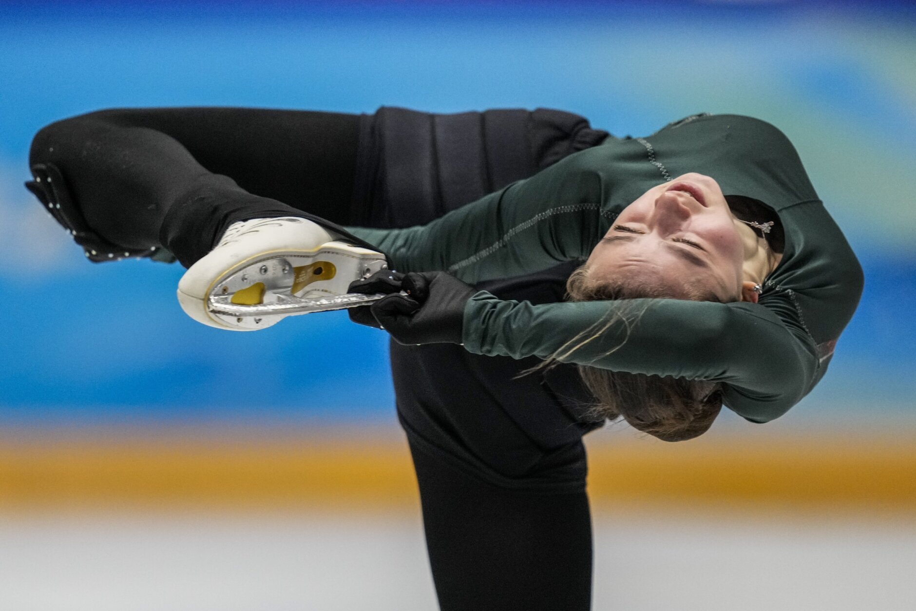 <p>Kamila Valieva, of the Russian Olympic Committee, trains at the 2022 Winter Olympics, Monday, Feb. 14, 2022, in Beijing.</p>

