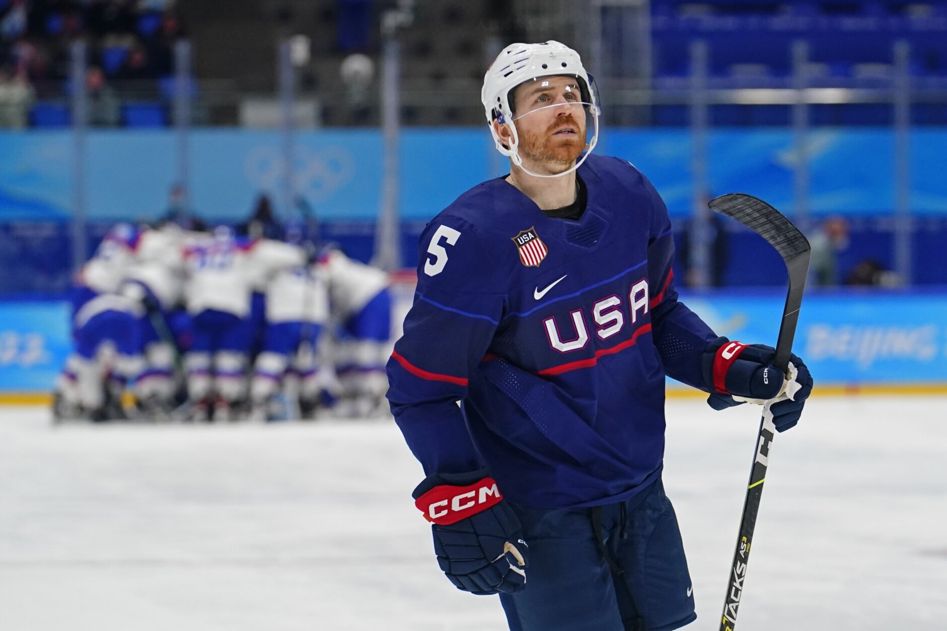 Matthew Knies 2022 Winter Olympics USA Royal Blue Set Game Worn
