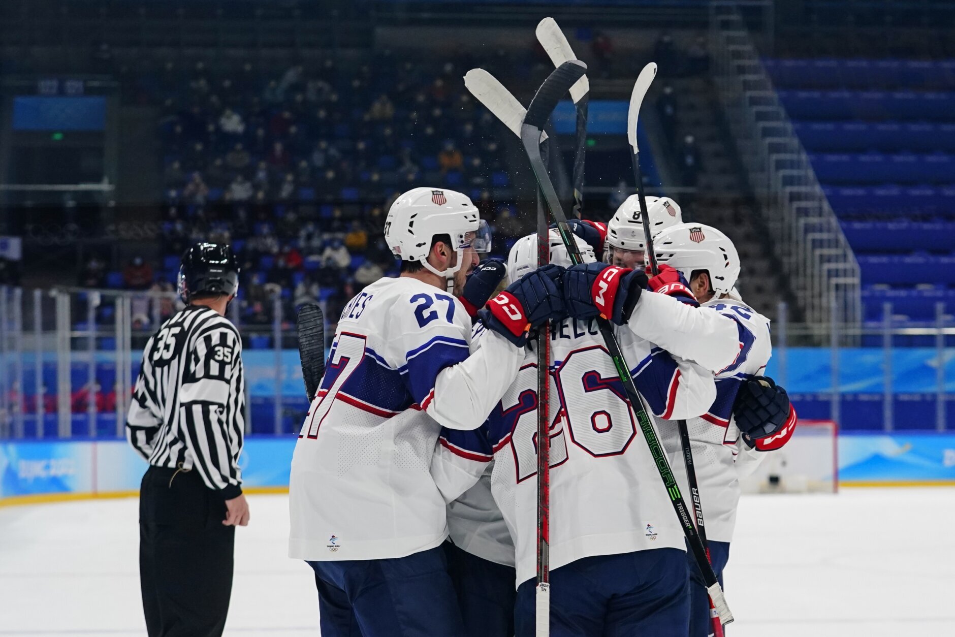 US men's ice hockey team beats Canada at the Olympics for first