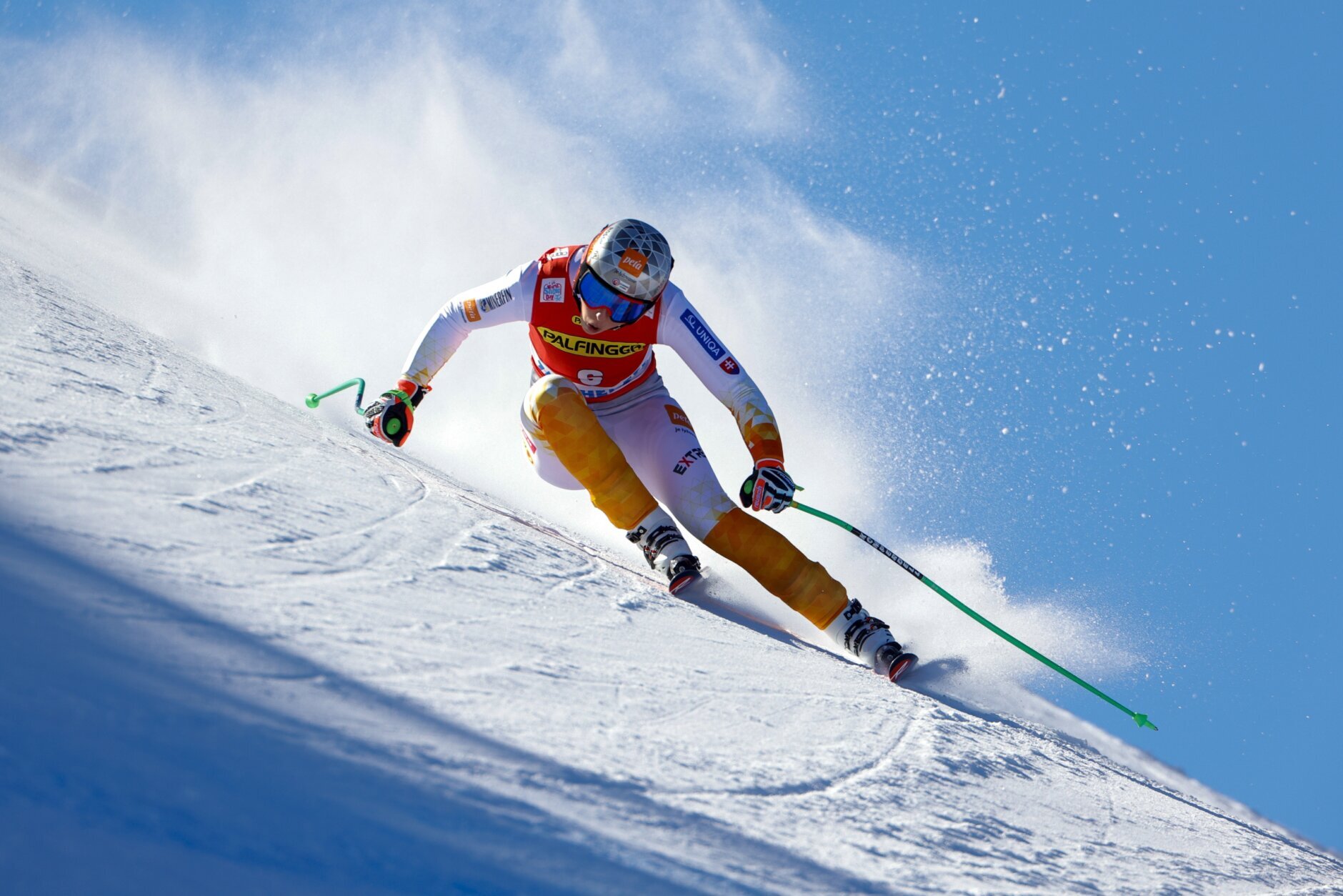 FILE- Slovakia's Petra Vlhova speeds down the course during an alpine ski, women's World Cup downhill race, in Zauchensee, Austria, Saturday, Jan. 15, 2022. (AP Photo/Giovanni Maria Pizzato, File)