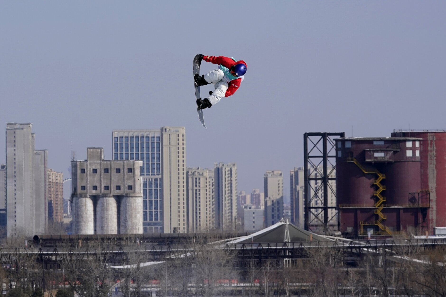 <p>Takeru Otsuka of Japan competes during the men&#8217;s snowboard big air finals of the 2022 Winter Olympics, Tuesday, Feb. 15, 2022, in Beijing.</p>
