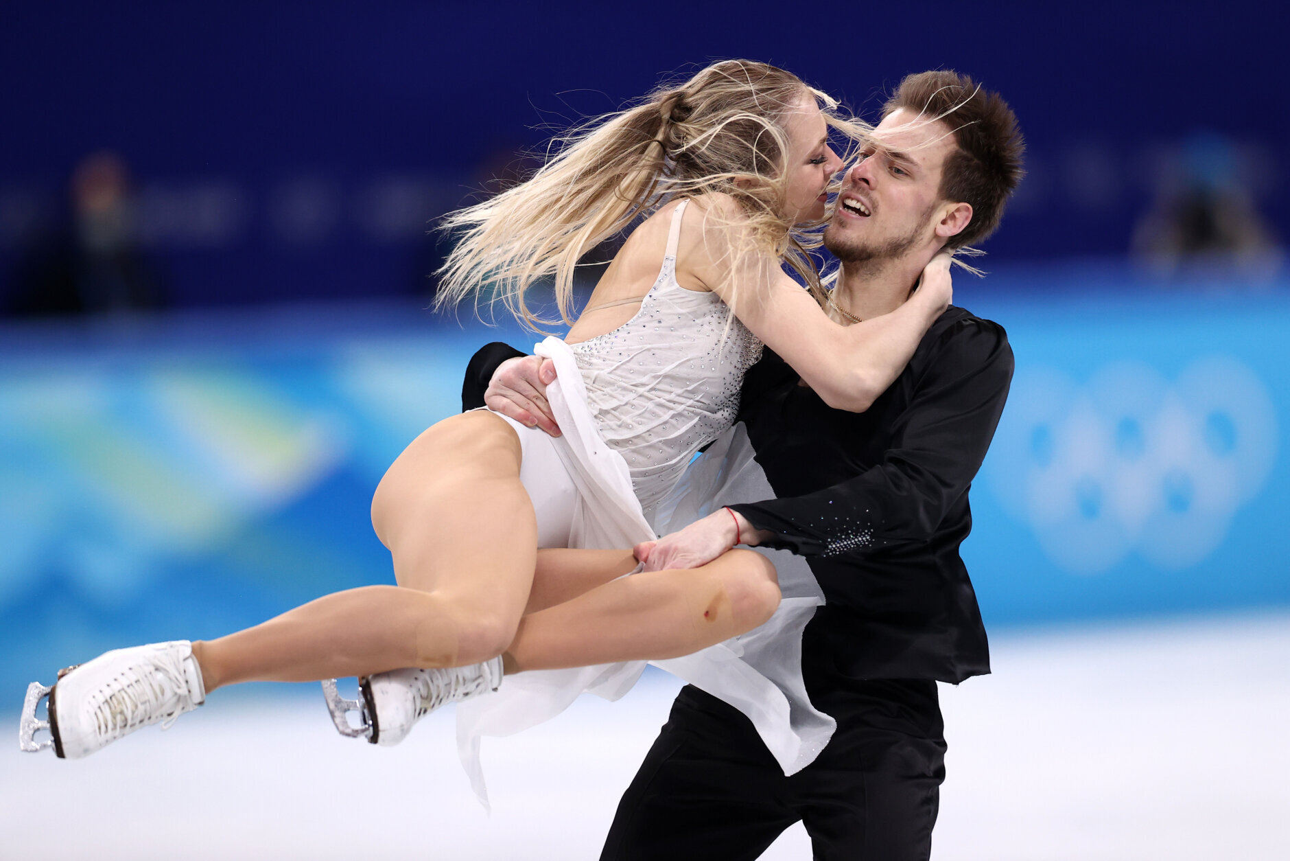 BEIJING, CHINA - FEBRUARY 14: Victoria Sinitsina and Nikita Katsalapov of Team ROC skate during the Ice Dance Free Dance on day ten of the Beijing 2022 Winter Olympic Games at Capital Indoor Stadium on February 14, 2022 in Beijing, China. (Photo by Dean Mouhtaropoulos/Getty Images)