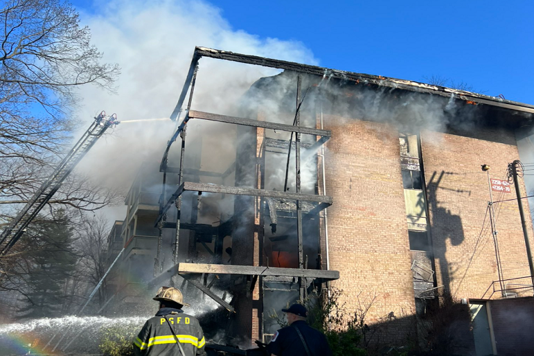 Forestville apartment building evacuated after all floors catch fire