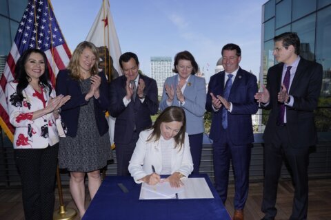 A California first: woman signs bill into state law
