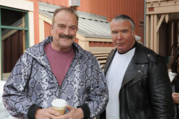 PARK CITY, UT - JANUARY 24:  Wrestlers Jake 'The Snake' Roberts (L) and Scott Hall attend the Music Lodge Hosts MTV Interview Studio on January 24, 2015 in Park City, Utah.  (Photo by Clayton Chase/Getty Images for Music Lodge)