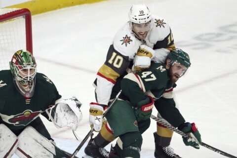 Talbot, Wild blank Vegas 3-0 as Fleury watches from bench